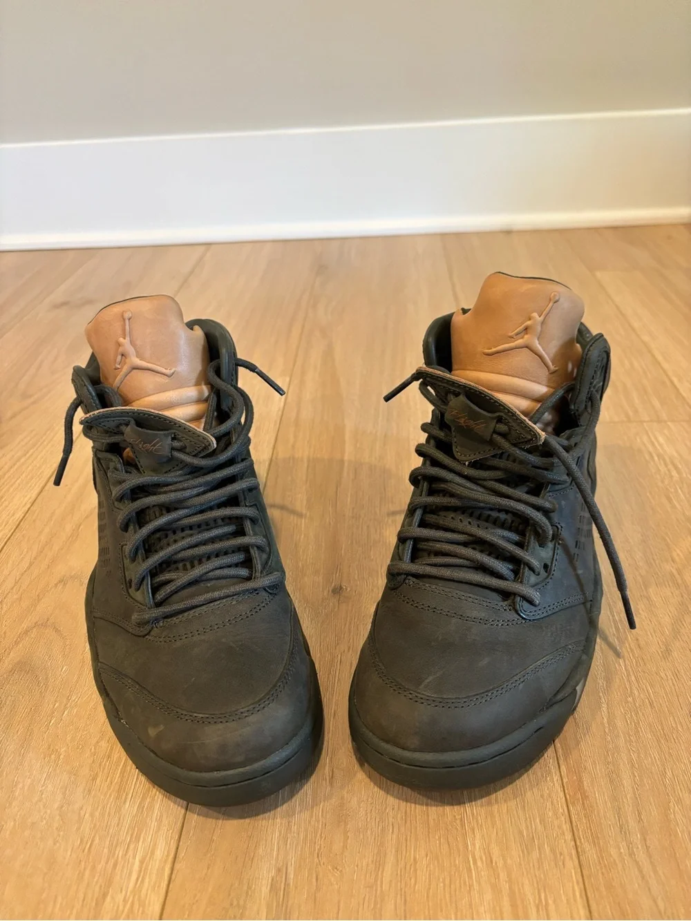 Jordan Men’s Mid-Top Sneakers in Dark Brown with Tan Tongue